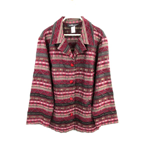 Sag Harbor Jackets & Blazers - Sag Harbor Blazer Coat Womens 18W Multicolor Striped Southwest Tribal F44100